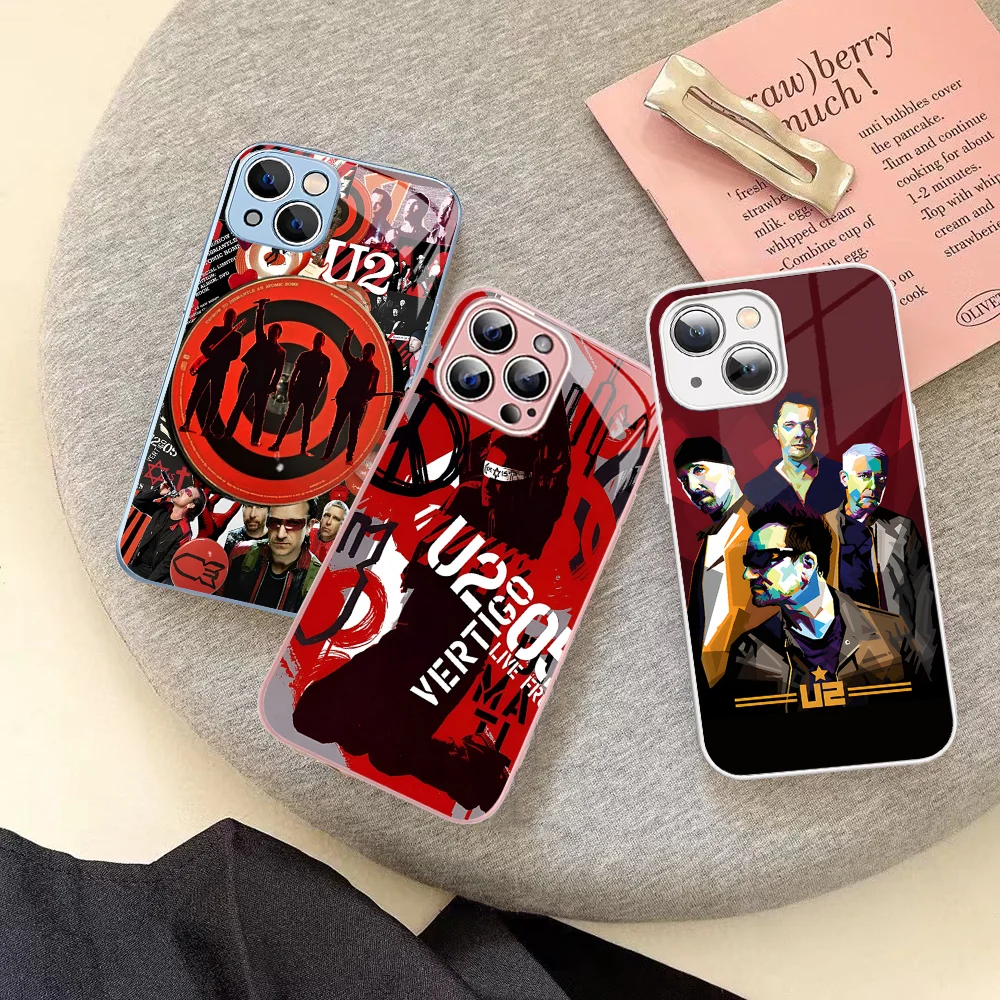 

U-U2 Pop Band Phone Case Tempered Glass For Iphone 14 13 12 11 Pro Mini XS MAX 14Plus X XS XR Cover