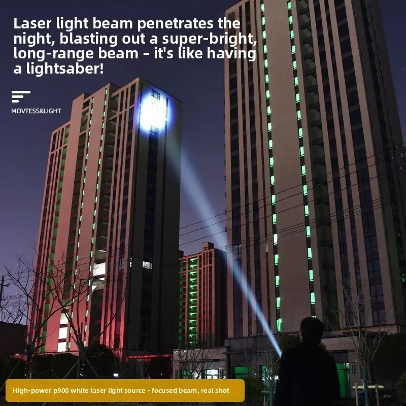 Super Bright Laser Flashlight 4900N USB Rechargeable, Zoomable LED Torch Waterproof for Outdoor Emergency Home