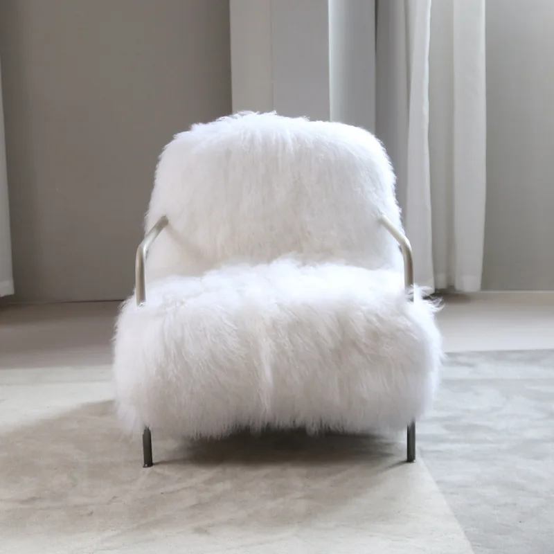 

Light luxury living room lazy sofa single chair designer Internet celebrity cream wind makeup chair falling water wool leisure c