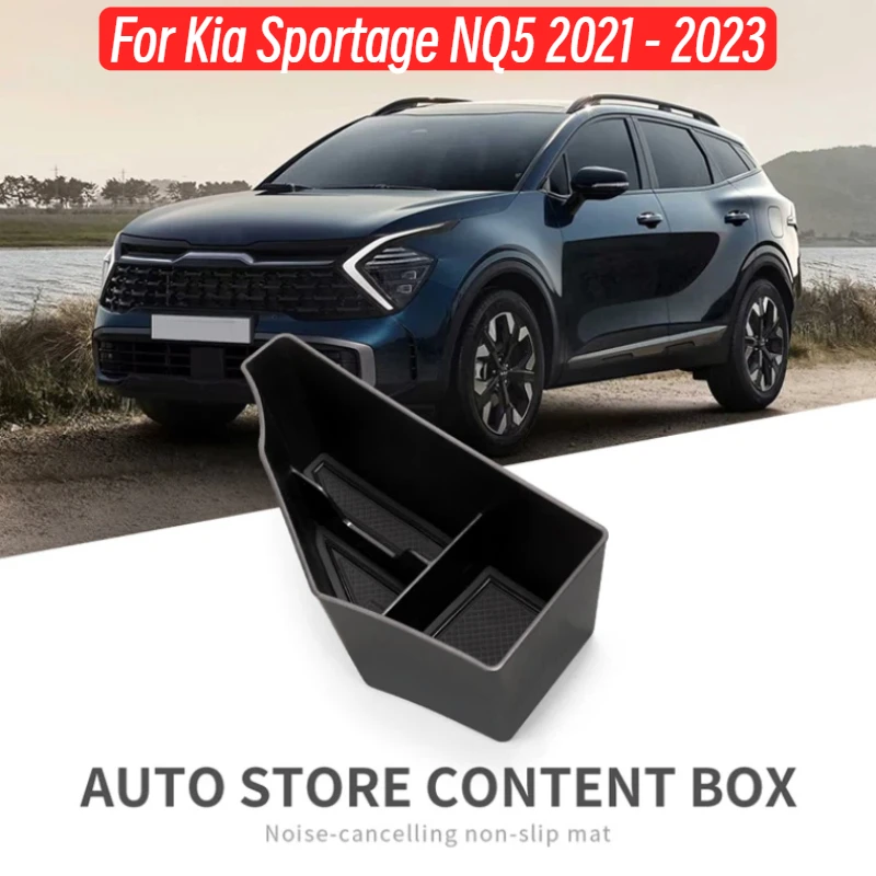 LHD for Kia Sportage NQ5 2021 - 2023 Car Center Console Armrest Storage Box Tray Organizer Accessories Tidying Black