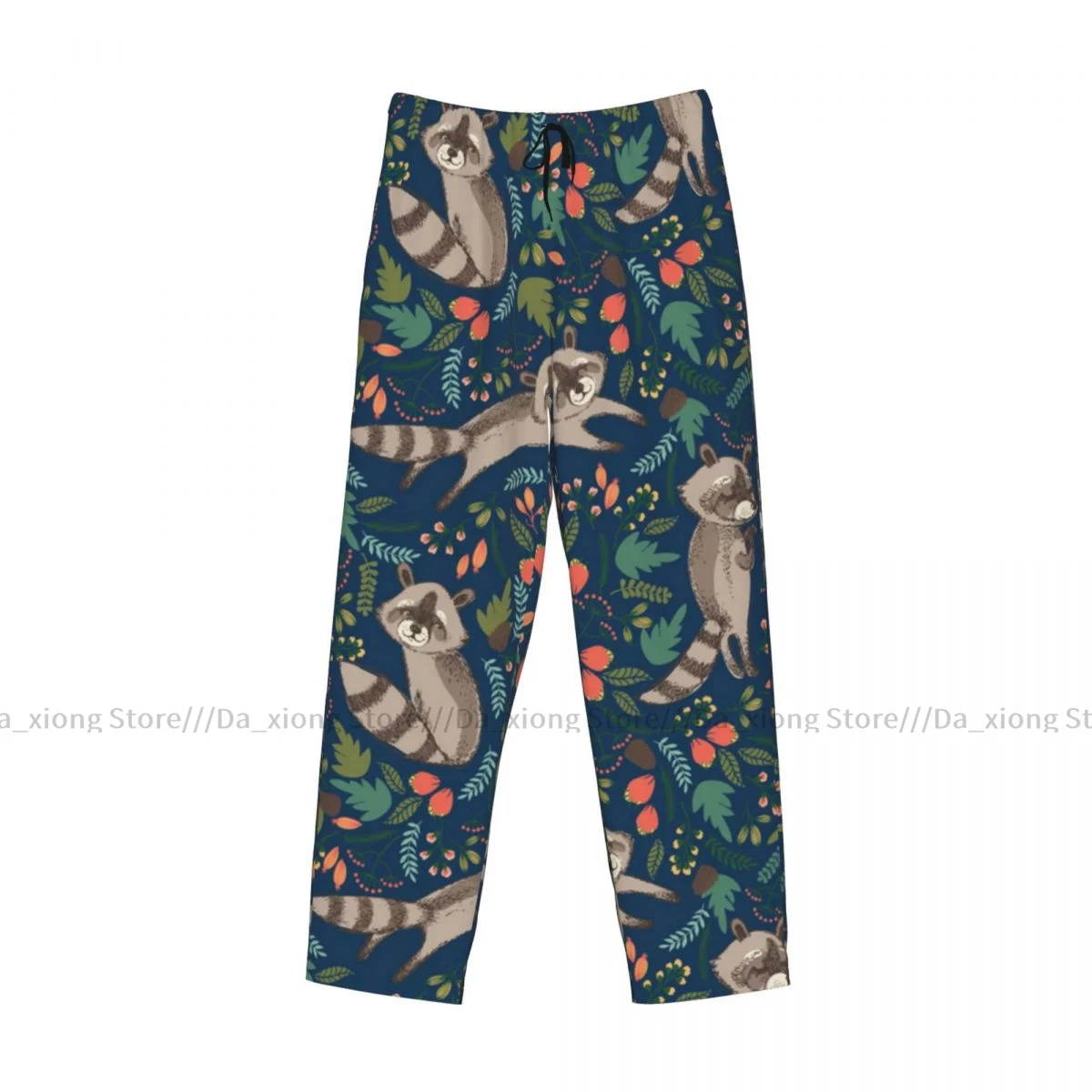 Indumenti da notte da uomo pantaloni larghi da notte pigiama Tropical Cute Raccoon Long Lounge Bottoms Casual Homewear