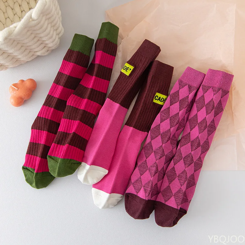 

3 пары весенне-осенних новых модных универсальных полосатых носков выше икры, женские удобные легкие повседневные женские длинные носки