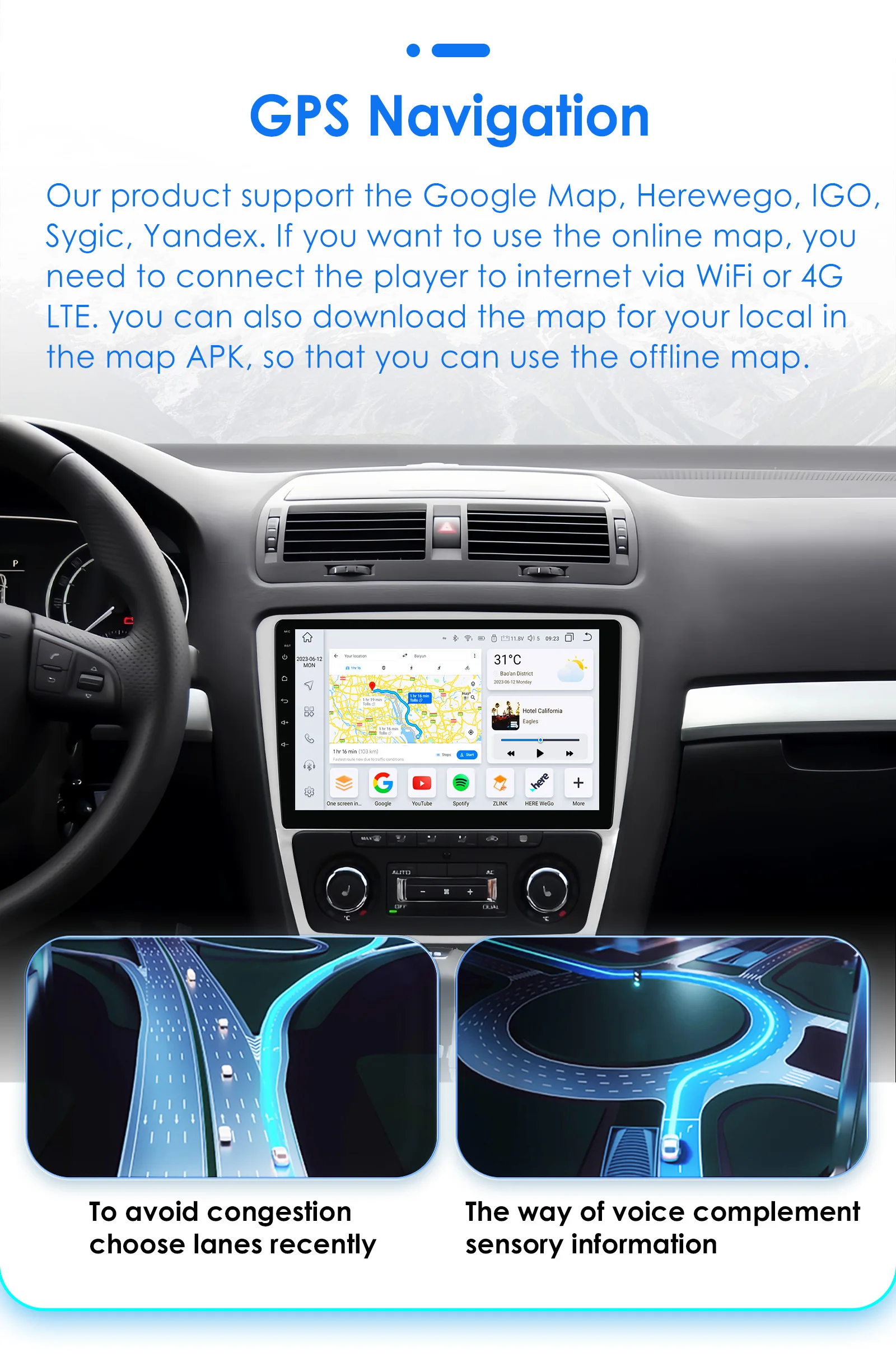 Hizpo 7862 Autoradio für Skoda Octavia 2 2008–2013 GPS Smart Intelligent Systems Autoradio Wireless CarPlay Android Auto WIFI 4G – Detail 26