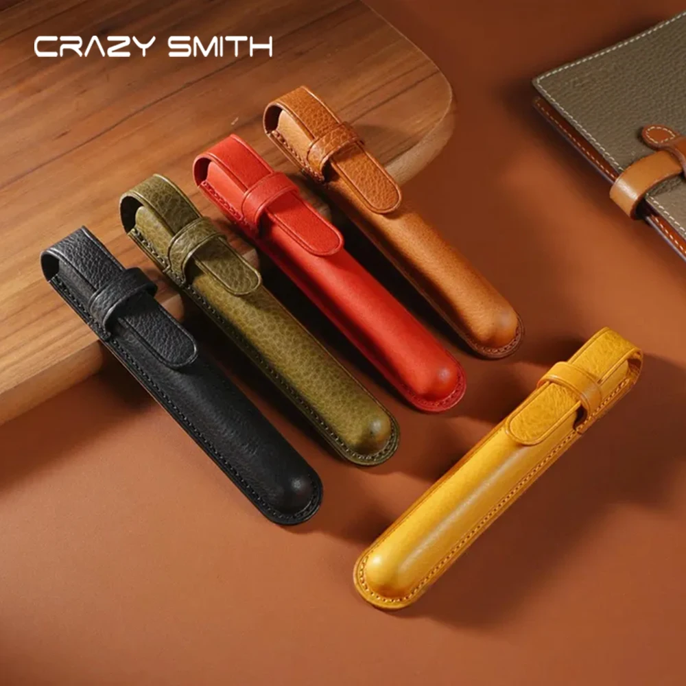 

CRAZYSMITH Leather Pen Case Handmade Pen Holder Protective Cover Sleever leather Cowhide Fountain Pen Sleeve for Pen Accessories