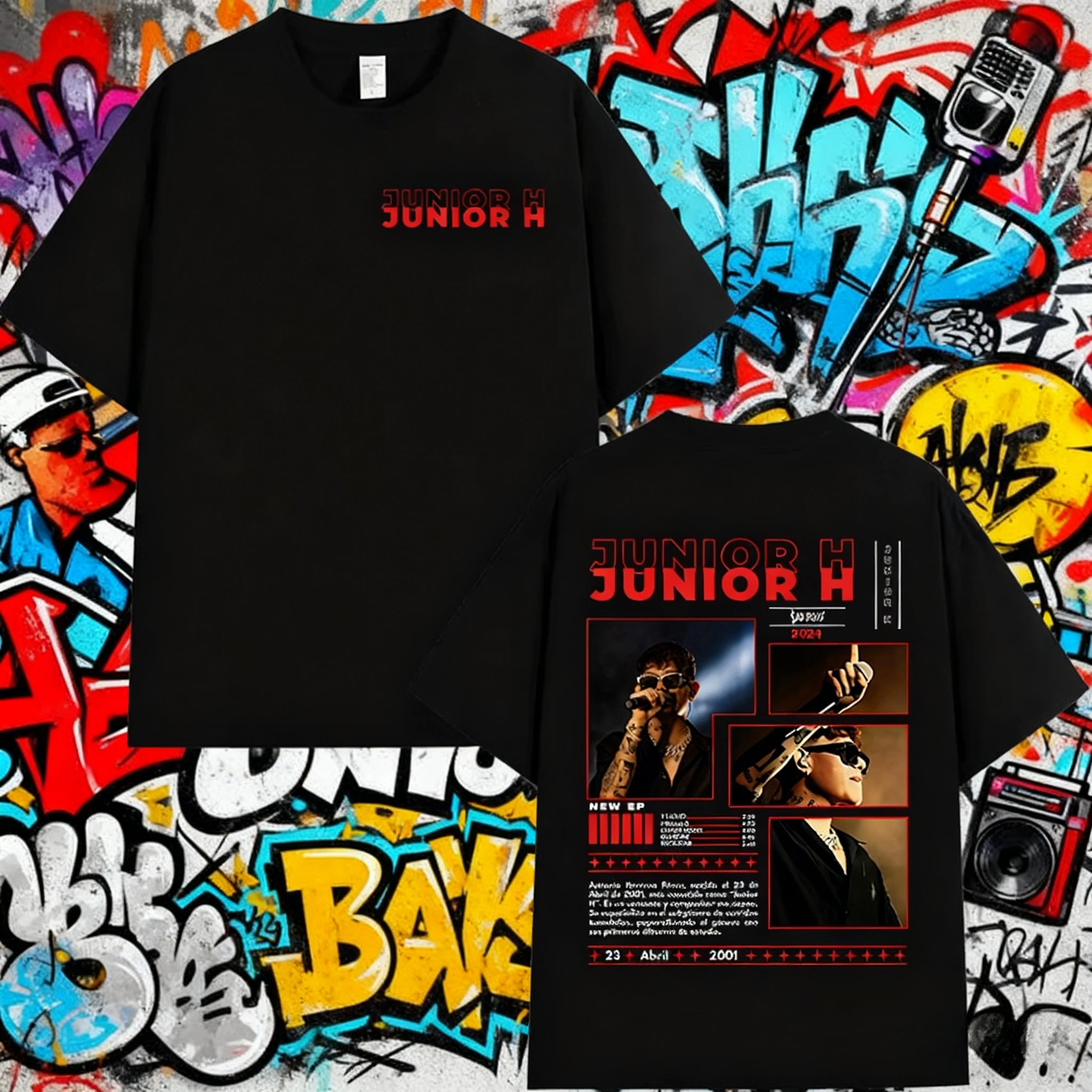 2025 الصيف مغني الراب جونيور H Sad Boyz ألبوم الموسيقى تي شيرت الرجال الهيب هوب ريترو للجنسين البوب الموسيقى 100% القطن الخالص تي شيرت مطبوع #1