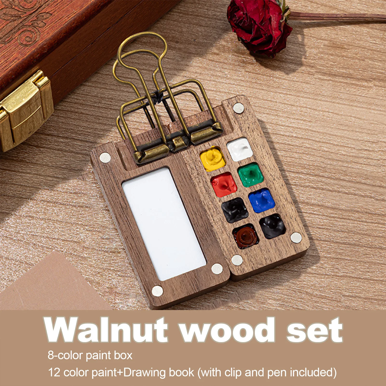 Mini Watercolor Paint Set for Kids 8/15 Colors Palette with Sketchbook Notebook Drawing Pad Art Supplies Kit