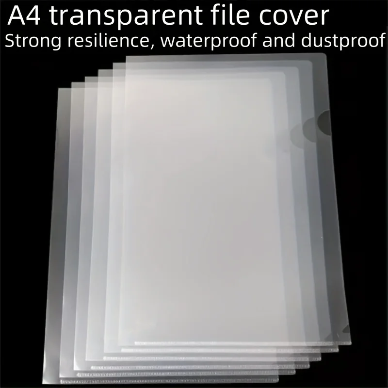 

10pcs A4 Transparent L-Shaped File Folders - Waterproof and Durable PP Document Bags for Office Organization and Reusable