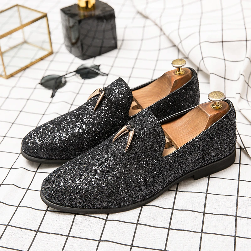 Luxury Silver Man Patent Leather Shoes Large Size 38-50 Party Dress Wedding Shoes Men Pointed toe Leather Shoes Designer Oxford