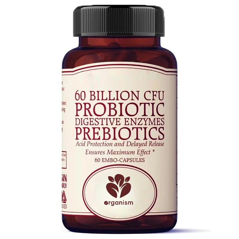 

Probiotics and prebiotic supplements with 60 billion CFU of natural digestive enzymes, 60 capsules