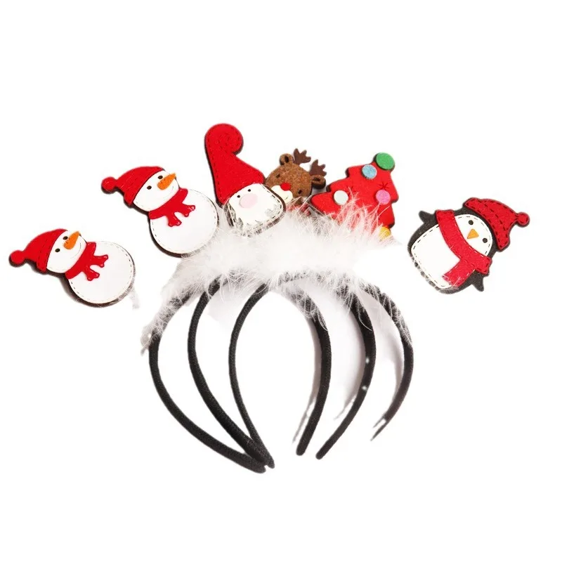 

*wholesale custom christmas decorations felt head hoop embroidery cute fun snow man elk christmas tree decoration