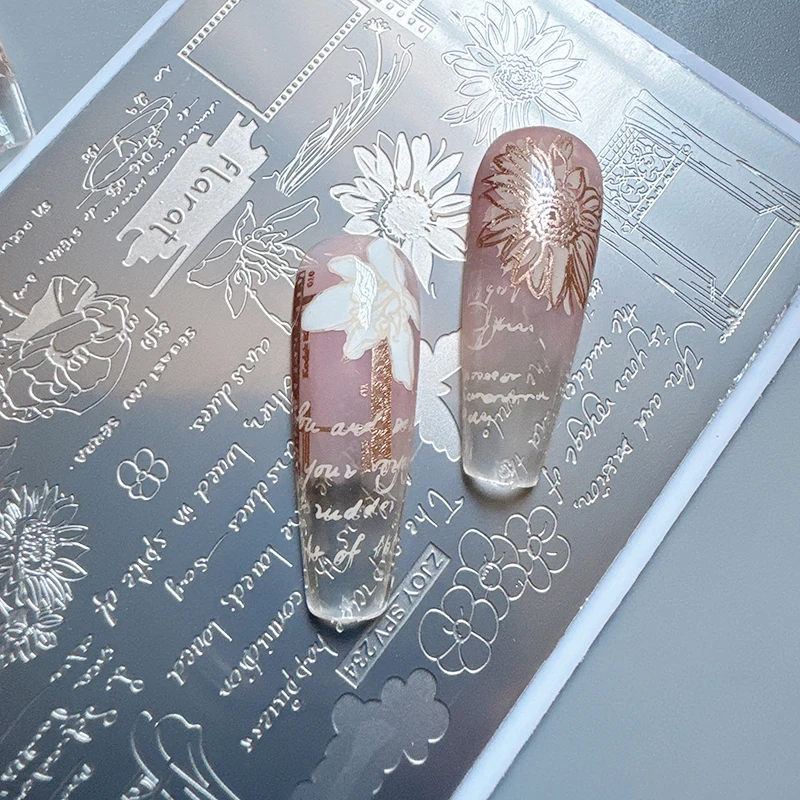 

Трафареты для стемпинга с буквами и цветами, шаблоны для дизайна ногтей, DIY-трафареты для маникюра