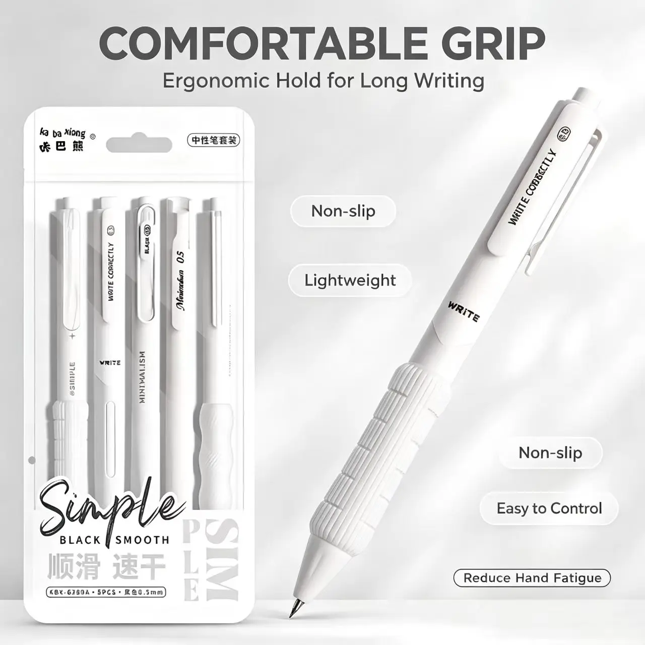 5Pcs Minimalist Transparent 0.5mm Gel Pens Set Large Capacity Quick-Drying Black Ink Pen Fashion Office Signature Pen image 4