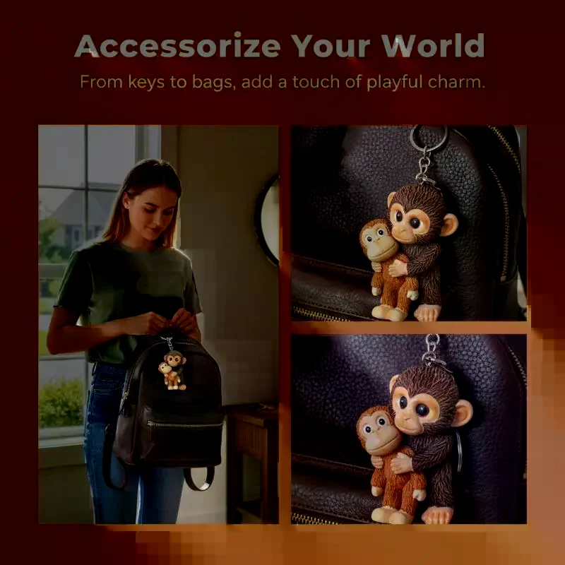 1Pcs 3D Cute Punch Monkey Holding Toy Bag Pendant Protect Punch Monkey Keychain Decoration For Backpack Purse Keys