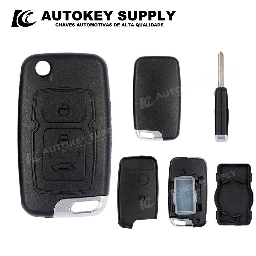 

ForGeely Folding Key Shell 3 Button Left Slot (No Logo) Autokeysupply AKGLF111