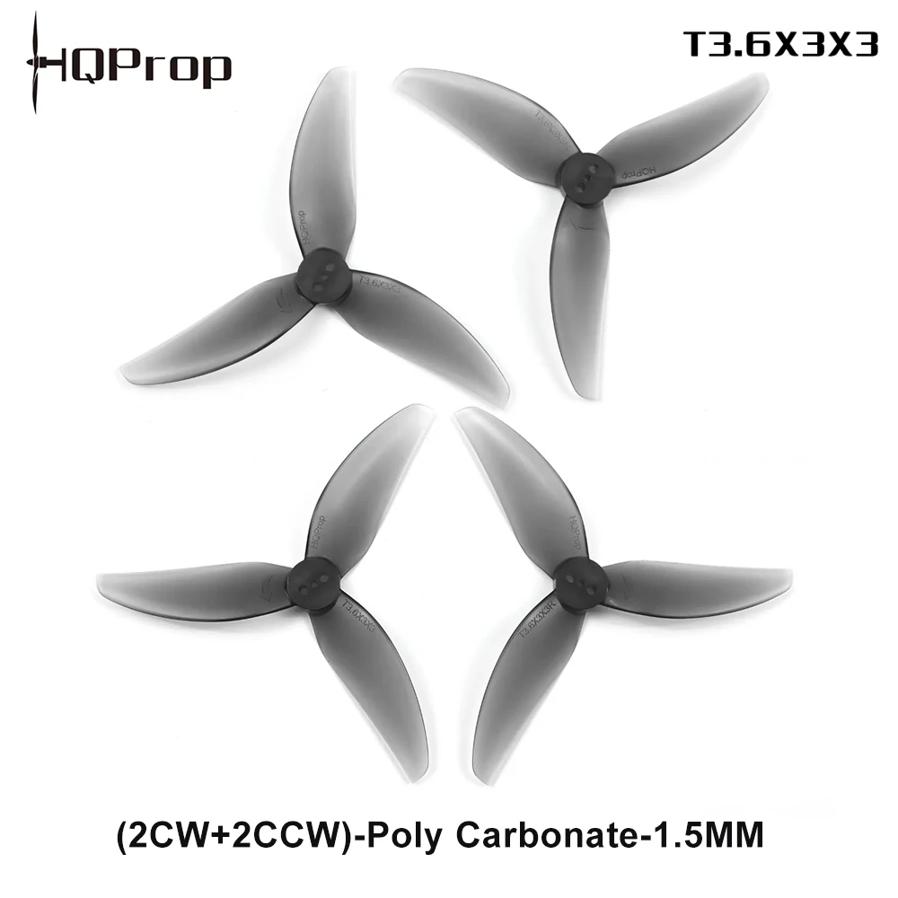 2/4/6 Pairs HQProp T3.6X3X3 Grey Propeller (2CW+2CCW) 3.6inch 3-Blade Poly Carbonate-1.5MM for FPV Racing Drone Parts