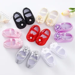 Baby Girls Cotton Shoes Spring Toddler Cute Pearl Flower Princess Shoes First Walkers With Headband Infant Soft Bottom Prewalker