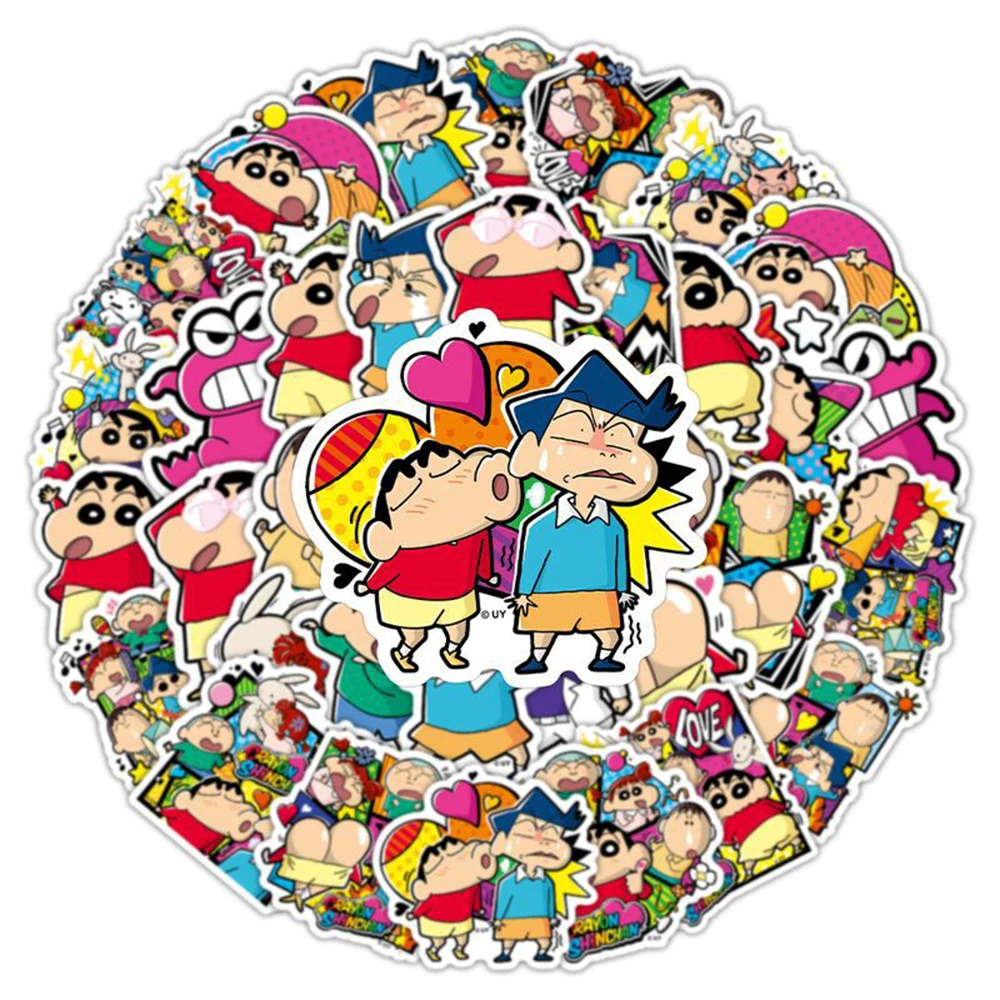 10/30/50pcs Cartoon Crayon Shin-chan Anime Stickers Decal for Notebook Guitar Phone Car Bike Waterproof Cute PVC Sticker Kid Toy