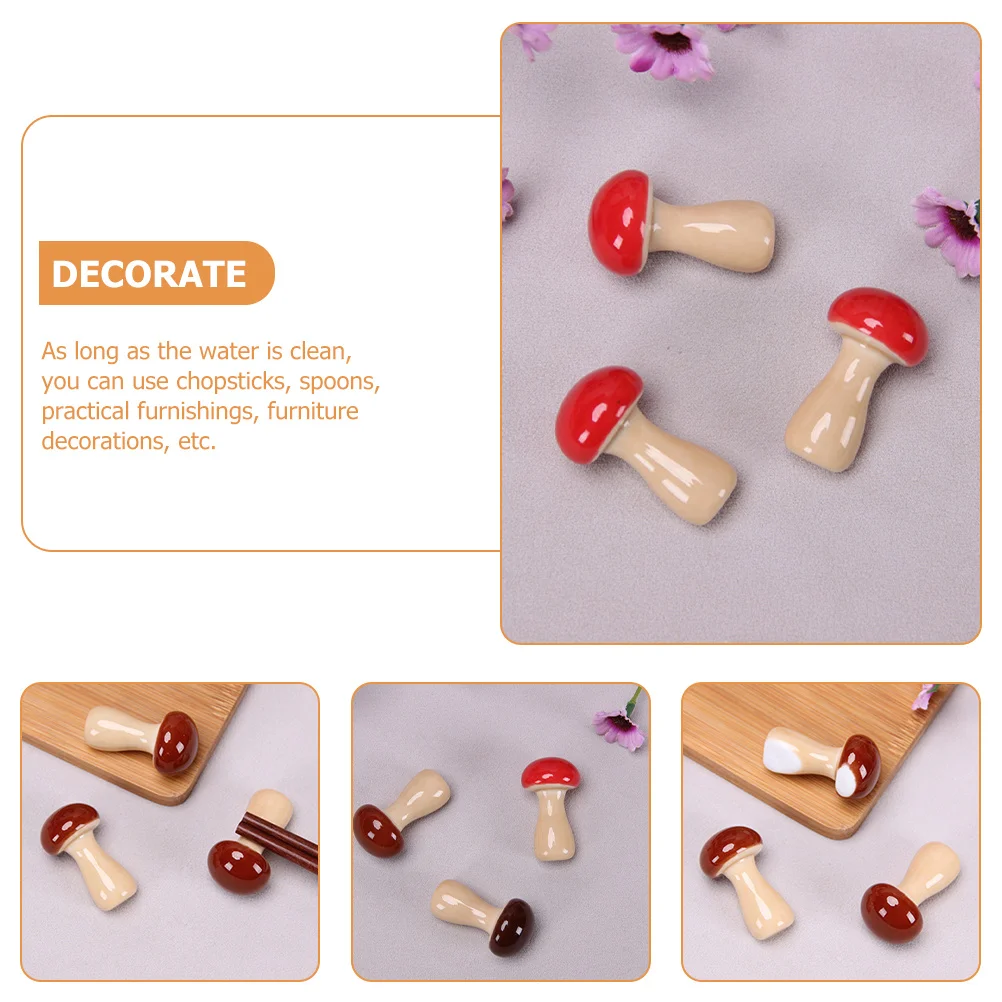 

6Pcs Ceramic Mushroom Shaped Chopstick Holder Ceramic Chopstick Stand Home Kitchen Table Decoration Easy Clean