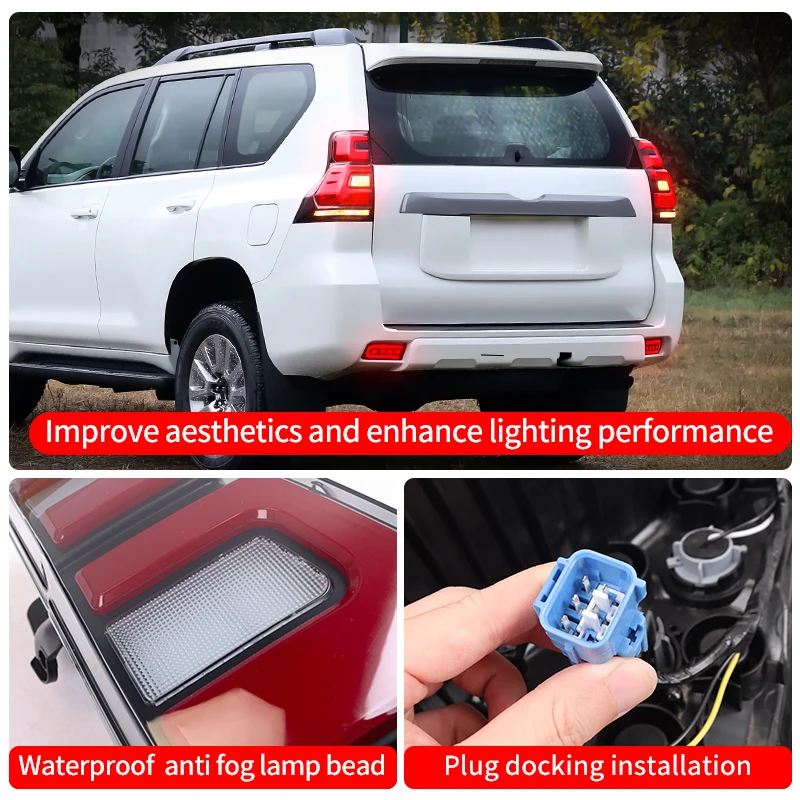 For Toyota Land Cruiser Prado 150 2010-2017 upgraded 2018-2023 Style Taillight Assembly LC150 Exterior Modification Accessories