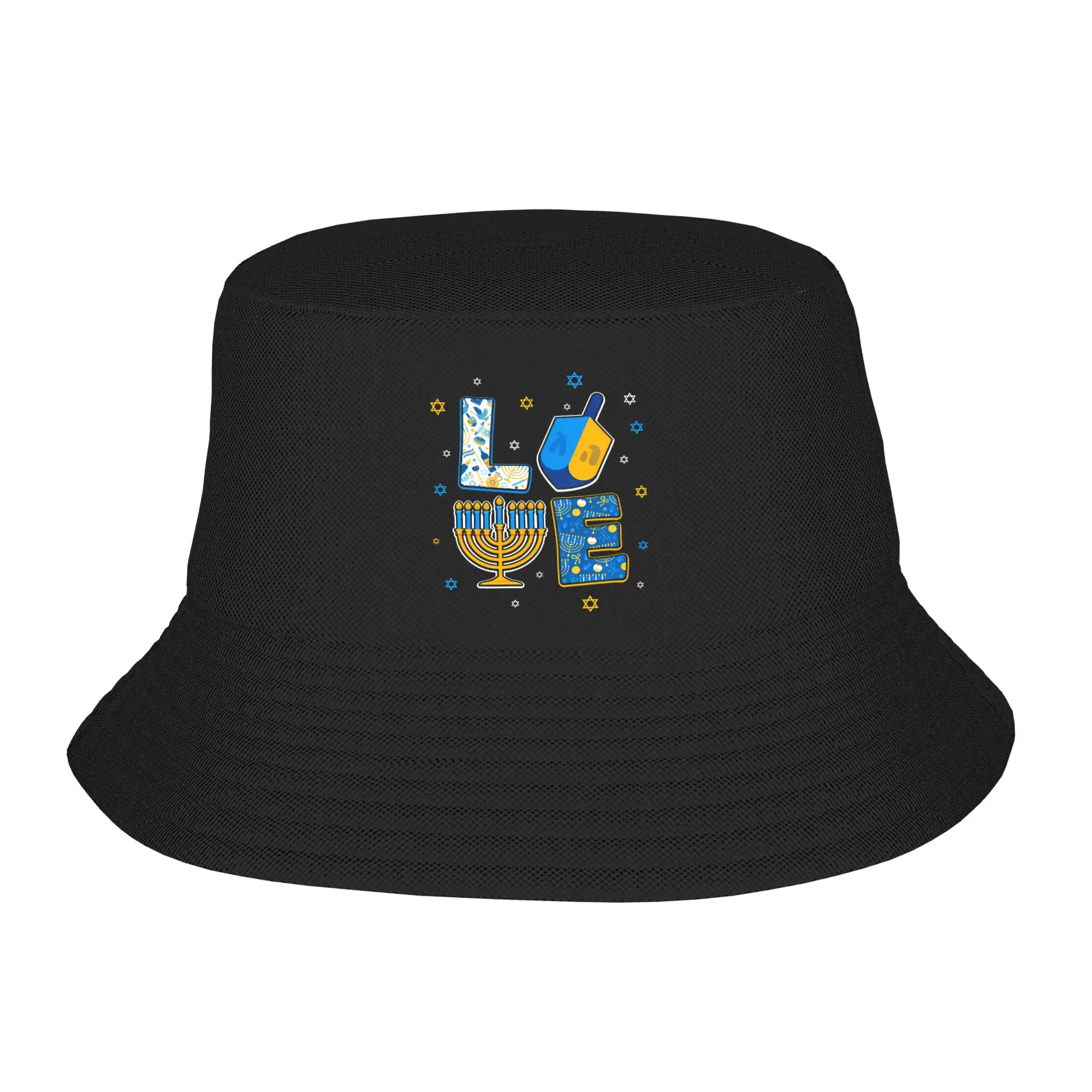 Beach Hatwear Love Cute Hanukkah Dreidel Accessories Bucket Hat Stylish Unisex Sun Hat  Ispoti Hat Fishing Hat Hiking
