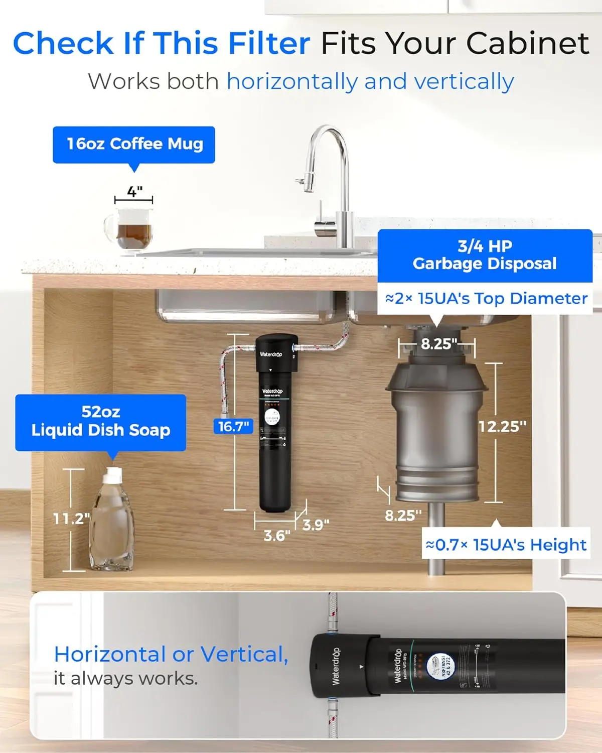 Under Sink Water Filter System, 2-Year Life, Reduces Lead & Chlorine, NSF Certified for Pure Drinking Water