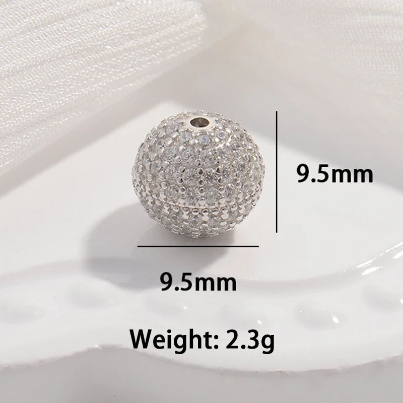 S925 Sterling Silver Full zircon Screw closure spacer beads stopper ball beads for DIY necklace bracelet  jewelry making SZ46