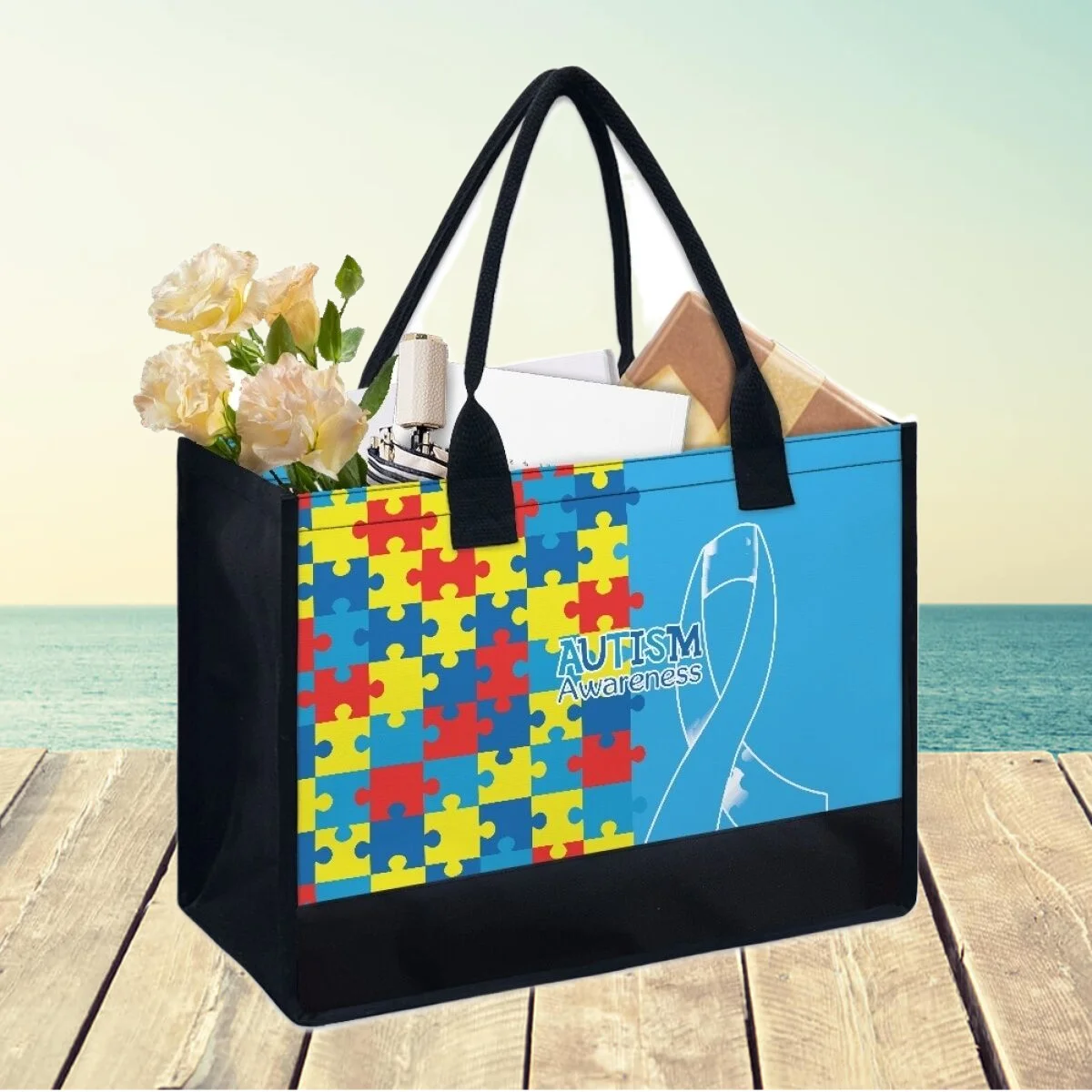 Handbags Autism Awareness Printing Color Bags for Women Daily Designer Luxury Bag Durable Organizer Shoulder Bolsas Para Mujeres