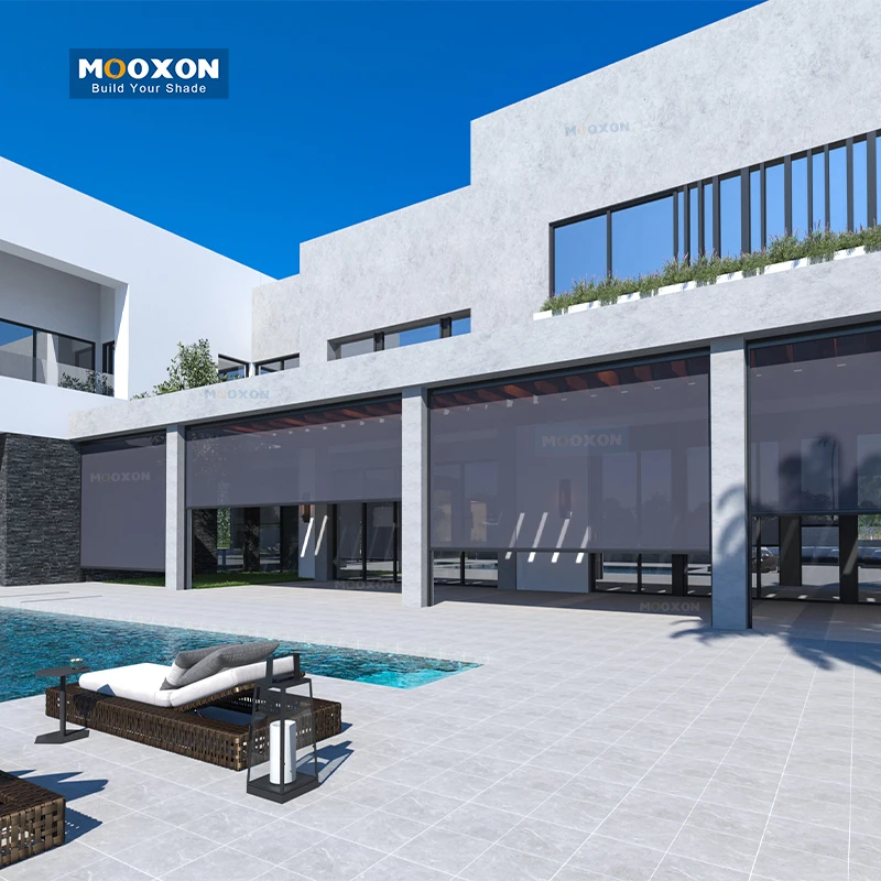

Premium Outdoor Motorized Blinds Waterproof Rainproof UV Protection Thermal Insulation Roller Blinds for Veranda