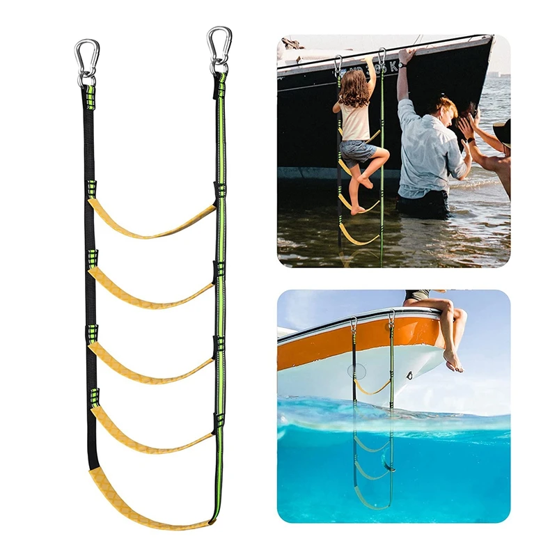 1 PCS 5 Step Boat Rope Ladder Boat Rope Ladder Extension Swim Ladder For Sailboat ,Kayak ,Red