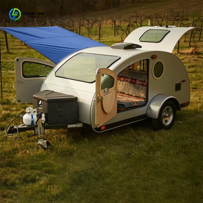 

Customized Hot Sale High Quality Teardrop Trailer With Air Conditioner Roof Top Tent Camping