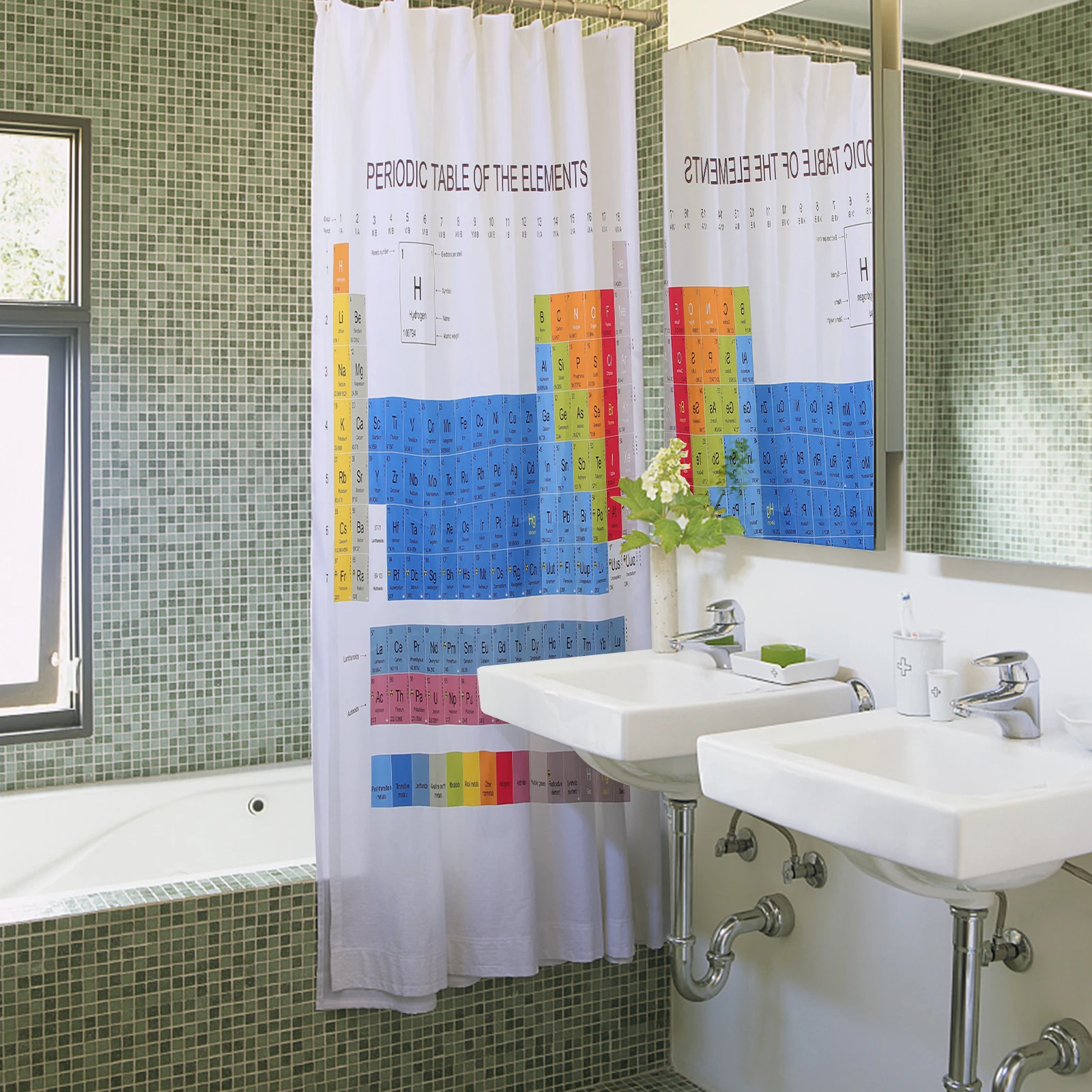 

Periodic Table Shower Curtain Large Waterproof Polyester Bath Curtain Chemistry Pattern Bathroom Supply Educational Decor