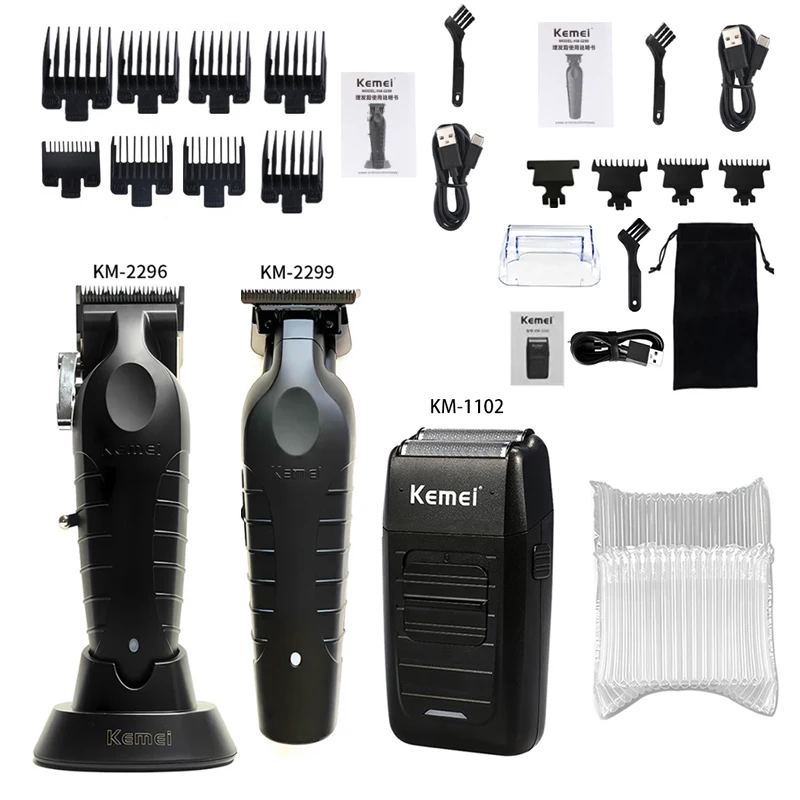 Kemei KM-2296 KM-2299 KM-1102 Tondeuse Kit Heren Elektrisch Scheerapparaat Tondeuse Machine Professionele Haar Snijmachine - afbeelding 1