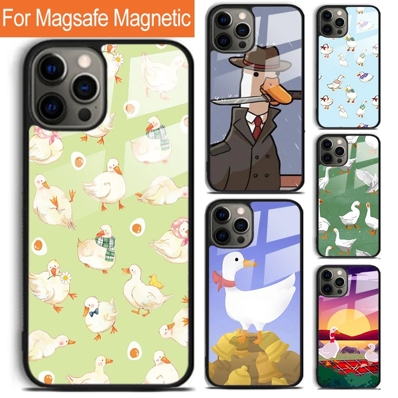 Cartoon Cute Goose Game Phone Case For iPhone 16 15 14 13 12 11 Pro Max Plus Magsafe Magnetic Wireless Charging Cover