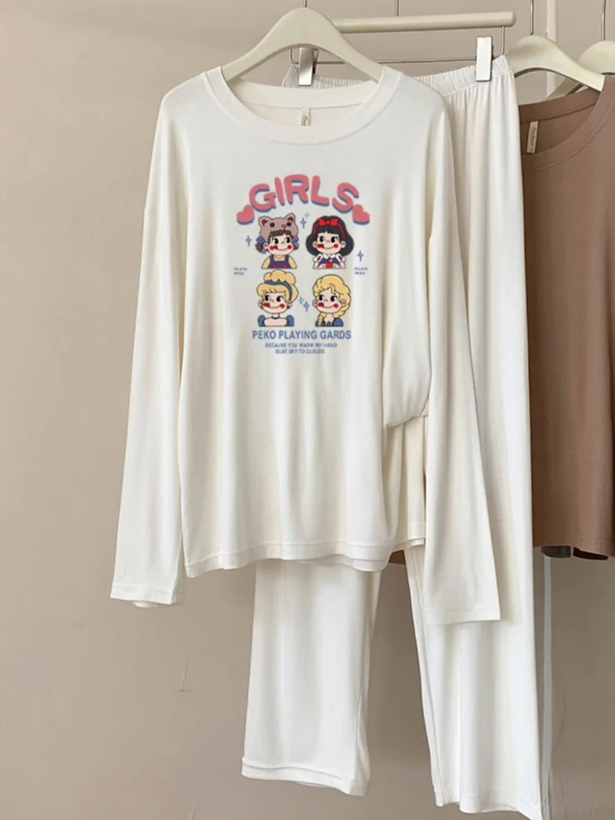 

A74 модальные пижамы женские весенне-осенние новые повседневные дышащие комплекты домашней одежды в клетку с круглым вырезом и длинными рукавами