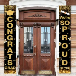 1pair Graduation Porch Sign Banner Large Congrats Grad Party Supplies Decorations Door Banner For Graduation Party