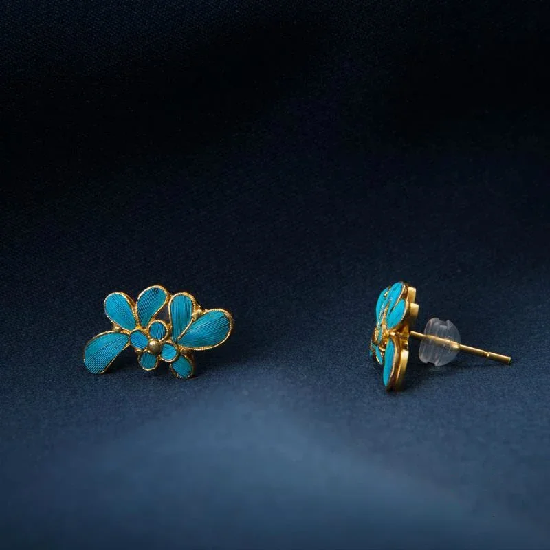 التصميم الأصلي للأقراط النباتية على طراز القصر الكلاسيكي الصيني، مجوهرات نسائية فريدة من نوعها من الغراء المينا والخزف #4