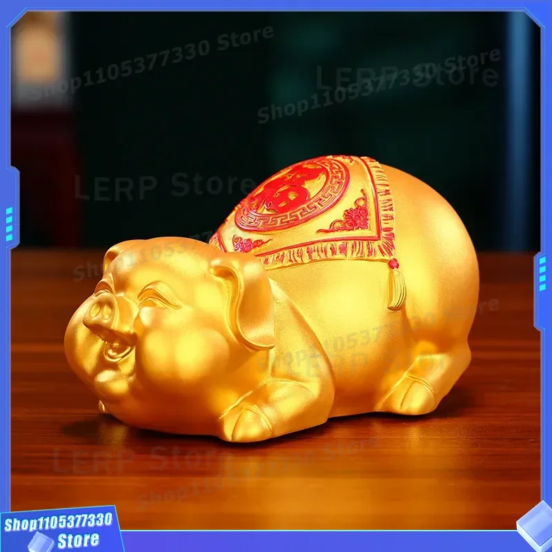 Golden Brass Piggy Bank Creative Zodiac Ornament for Home Office Desktop Decor Copper Craft Savings Jar Unique Gift Idea