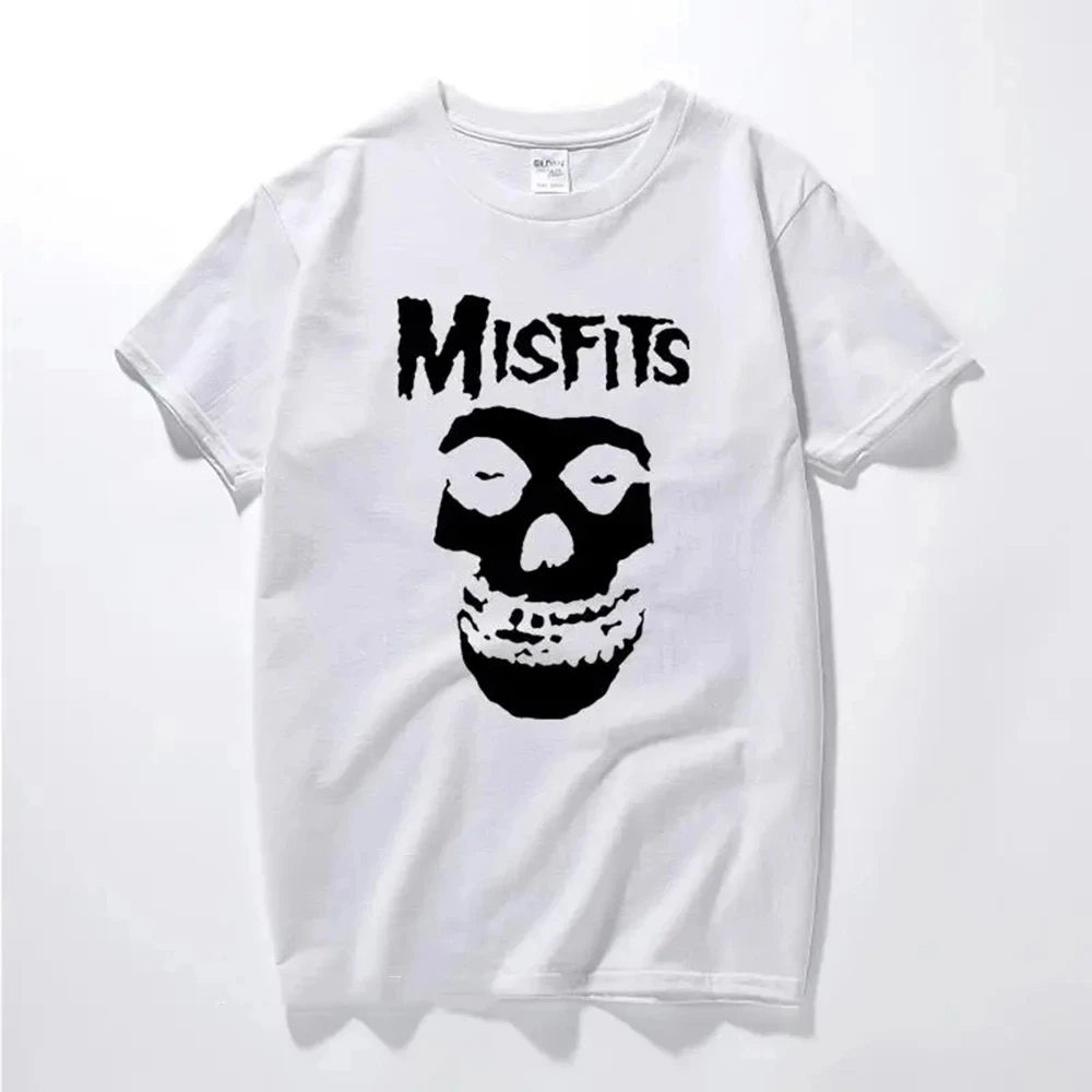 2025 New Men's Hip-Hop Punk Skull Misfits Brand Cotton Short-Sleeve T-Shirt Cool Design Male Summer Basic Tops