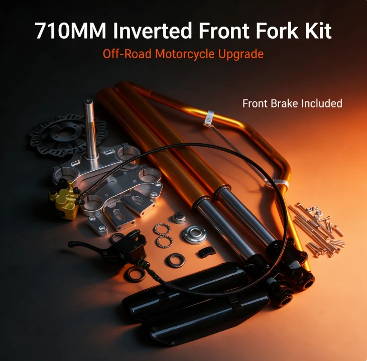 710MM Upside‑Down Front Shock Triple Clamp With Front Brake Dirt Pit Bike Off Road Motorcycle Modification Replacement Kit