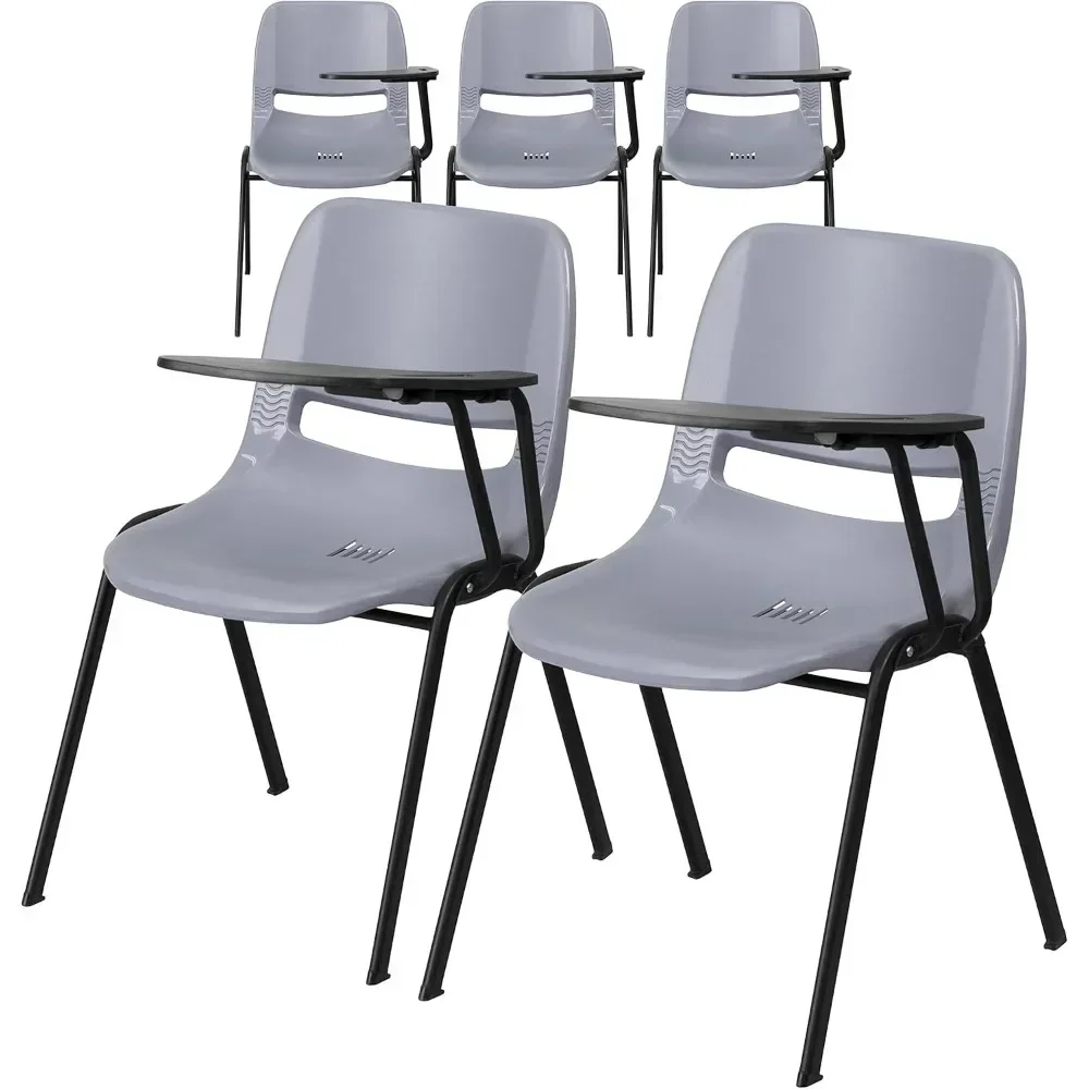 5 Pack Black Ergonomic Shell Chair With Left Handed Flip-Up Tablet Arm School Chairs Children's Furniture Commercial