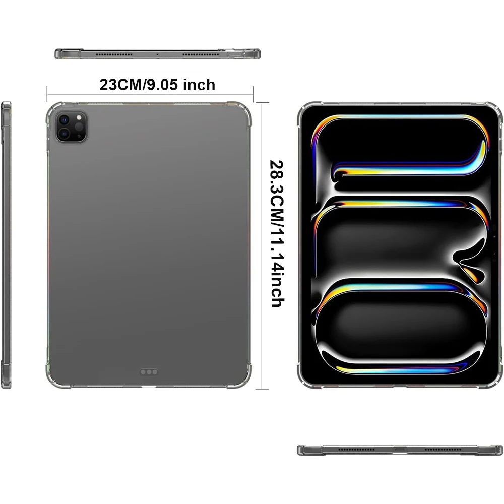 Clear Tablet Protective Case For Apple iPad Pro 11 (M4) 2024 A2836 A2837 A3006 Transparent Soft TPU Silicone Slim Airbags Cover