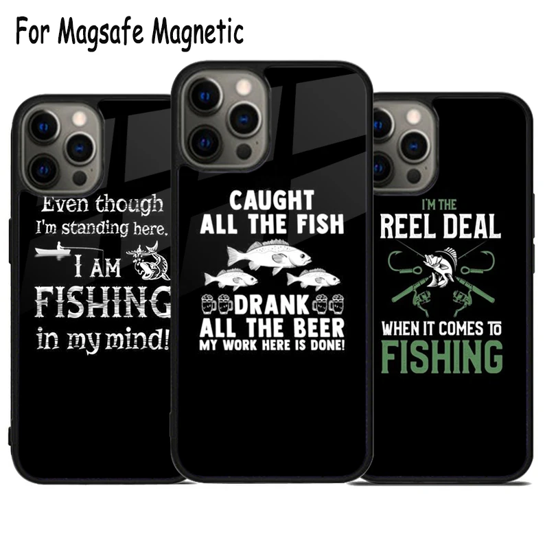 

Keep Calm and Fish On Wireless Charge Magsafe Phone Case For iPhone 15 16 14 13 11 12 Pro Max Plus Magnetic Bumper Cover