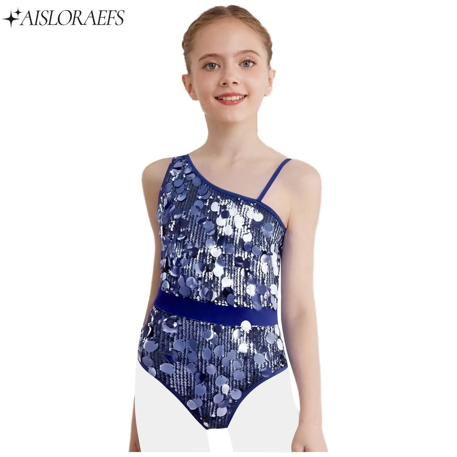 

New Style Girls Shiny Sequins Ballet Latin Dance Performance Leotard Figure Skating Unitard Rhythmic Gymnastic Bodysuit Swimsuit
