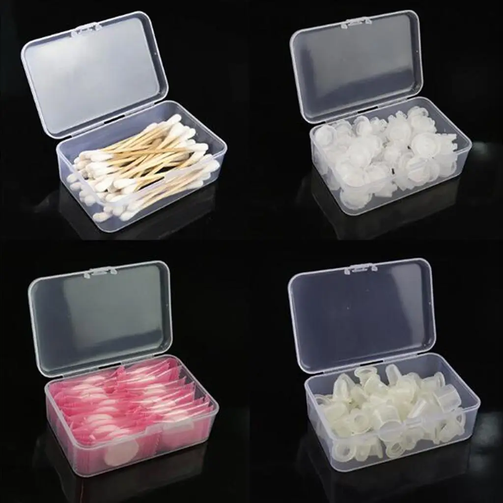 Set of 5 Clear Plastic Cosmetics Case Holder for Swabs Beads