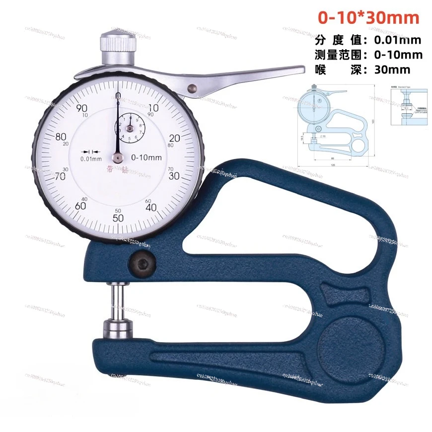 Measuring Range 0-10mm/0.01 with Flat Ceramic Spindle and Anvil Dial Thickness Gauges