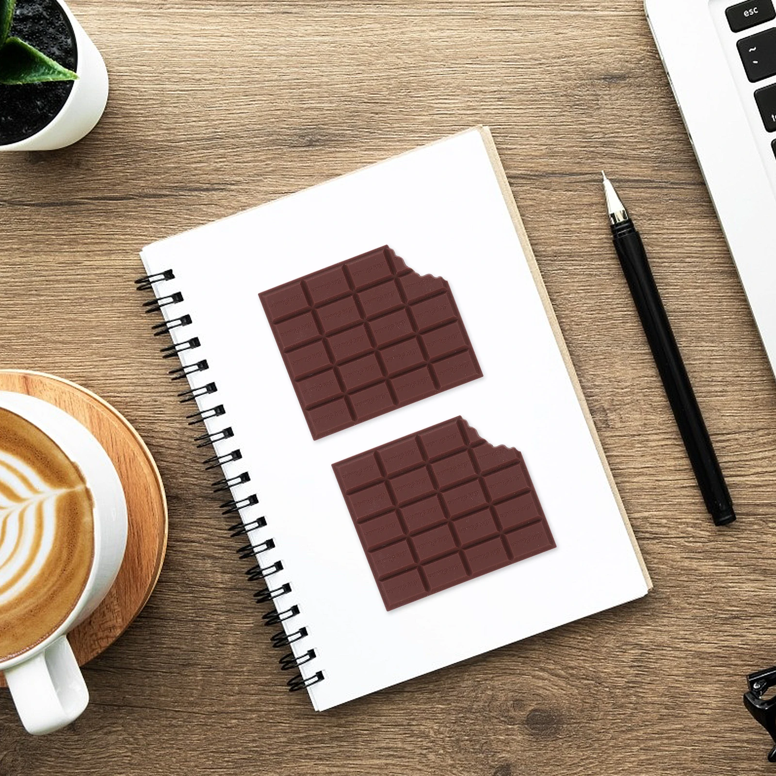 

2pcs Chocolate Shaped Memo Notes Lovely Small Portable Office Supplies Reusable Adhesive Notebooks Bright