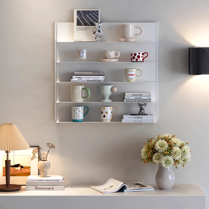 Invisible Wall Mounted Bookshelf Modular Iron Display Rack Adjustable Cup Holder for Living Room Floating Shelves Rail System