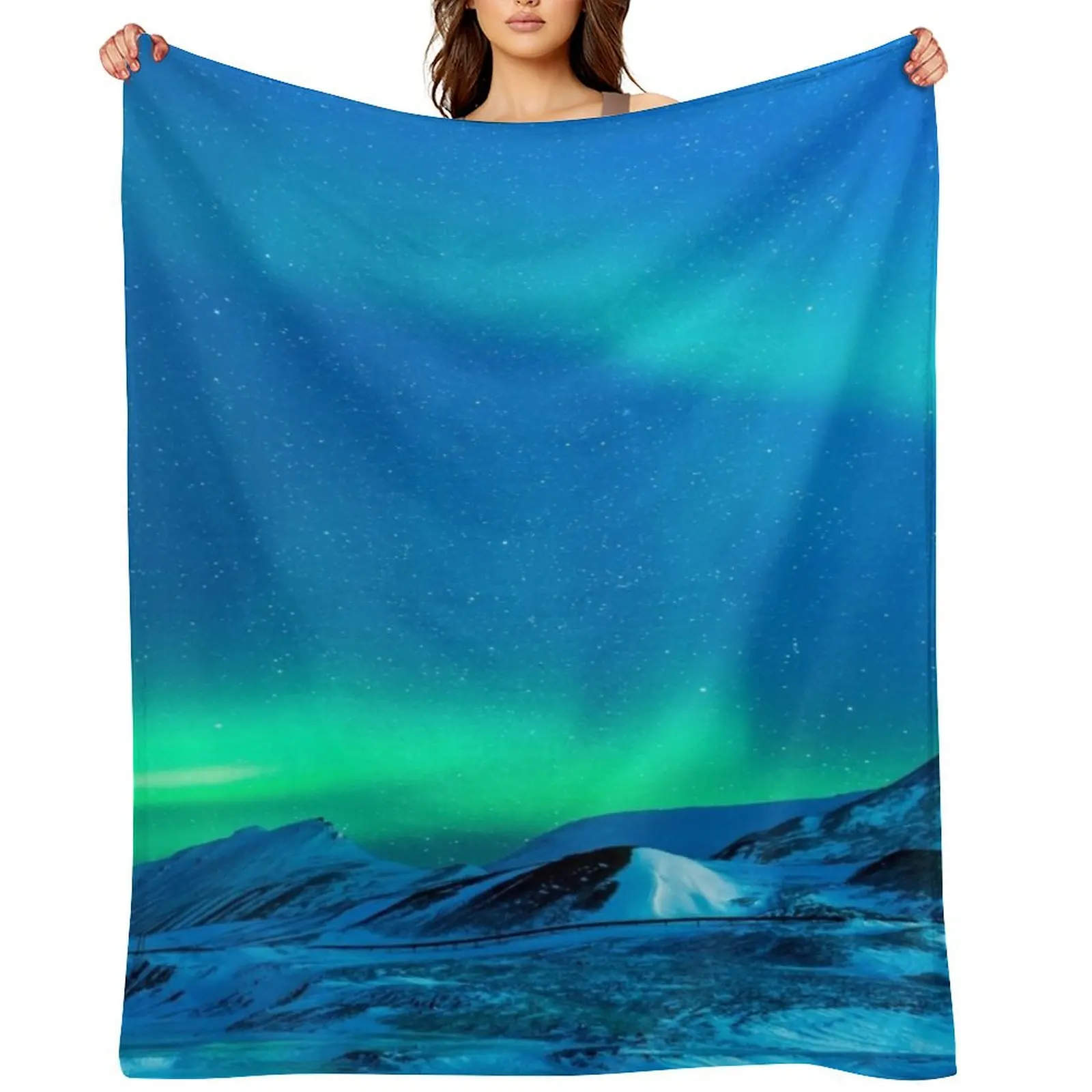 

Northern lights, Alaska, Aurora borealis galaxy night sky space view bestseller Throw Blanket Fashion Sofas Retros Blankets