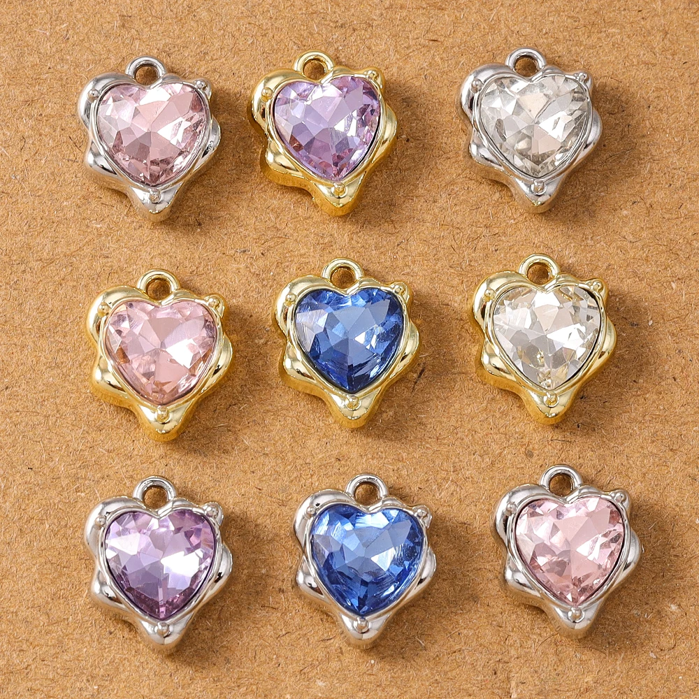 

5pcs 13x11mm Crystal CZ Love Heart Charms Pendants for Jewelry Making Earrings Necklace DIY Bracelet Accessories Supplies