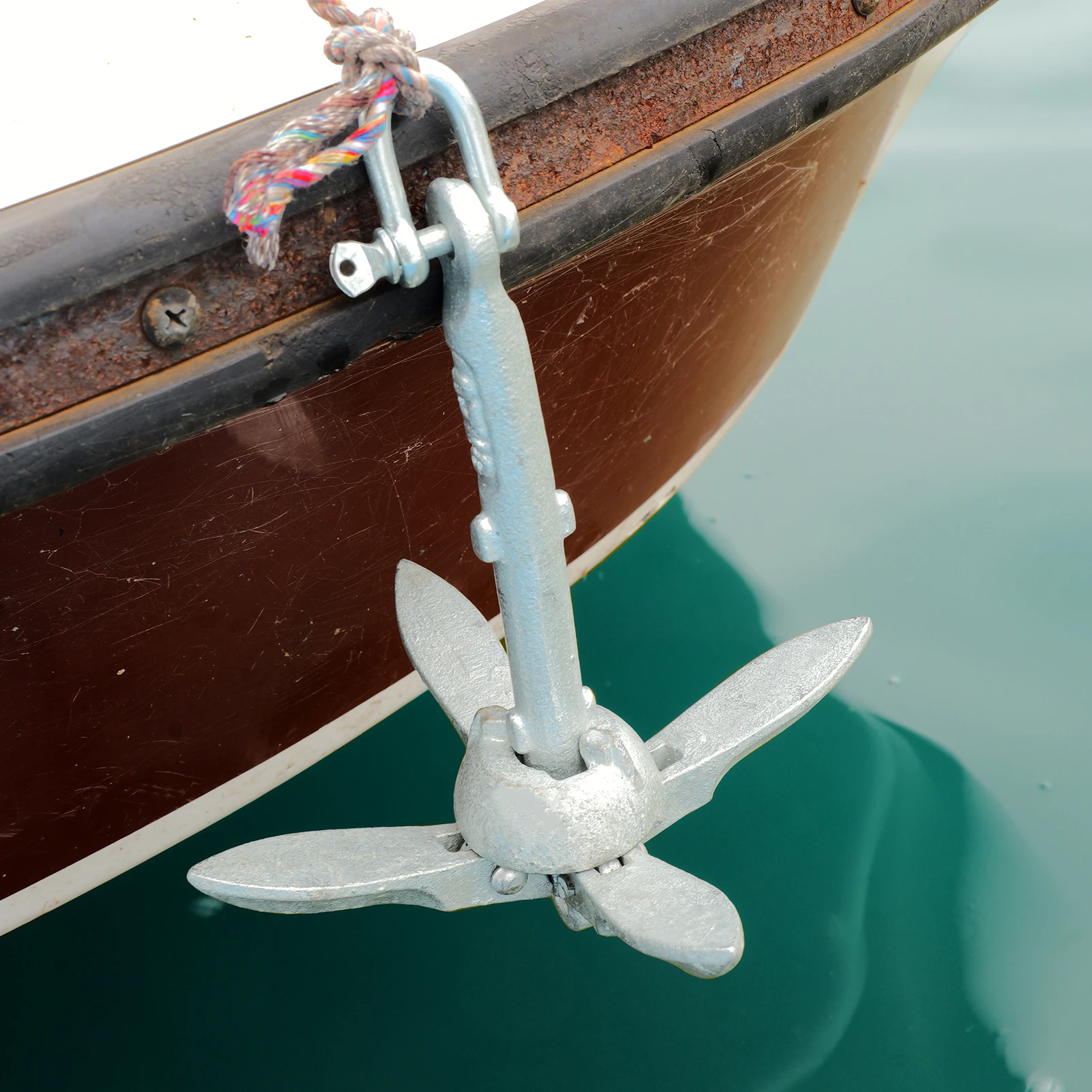 0.7kg/1.5lb Galvanized Folding Anchor with SS316 Shackle for Kayak, Canoe, SUP, Jet Ski, Inflatable & Fishing Boats